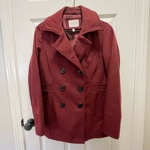 Delia’s women’s size Large Maroon Burgundy Pea Coat